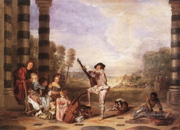  rococo Peintre - Les Charmes de la Vie La fête de la musique Jean Antoine Watteau classique rococo